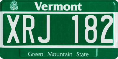VT license plate XRJ182