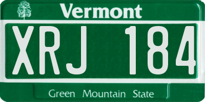 VT license plate XRJ184
