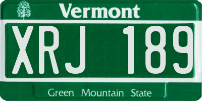 VT license plate XRJ189