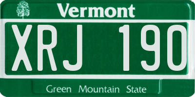 VT license plate XRJ190
