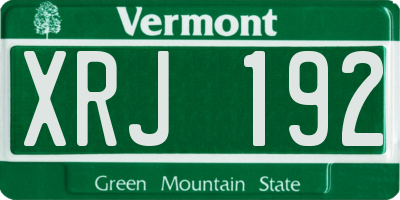 VT license plate XRJ192