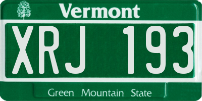 VT license plate XRJ193