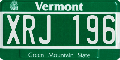 VT license plate XRJ196