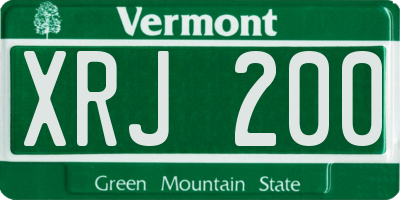 VT license plate XRJ200