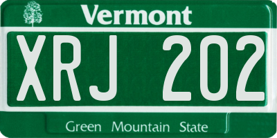 VT license plate XRJ202