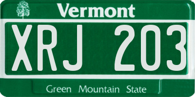 VT license plate XRJ203