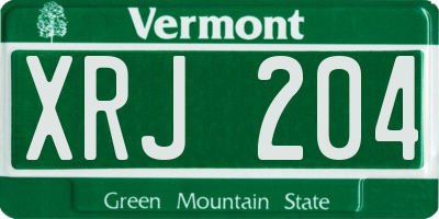 VT license plate XRJ204