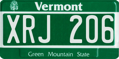 VT license plate XRJ206