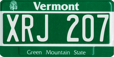 VT license plate XRJ207