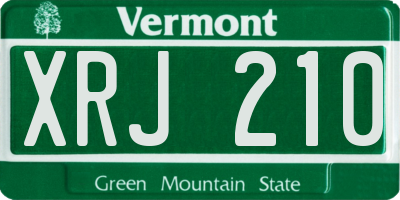 VT license plate XRJ210