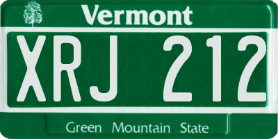 VT license plate XRJ212