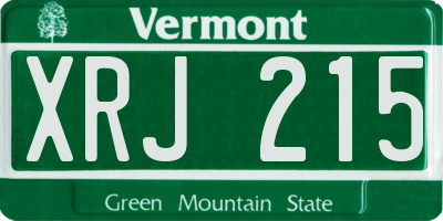 VT license plate XRJ215