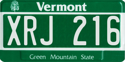 VT license plate XRJ216