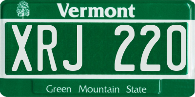 VT license plate XRJ220