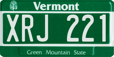 VT license plate XRJ221