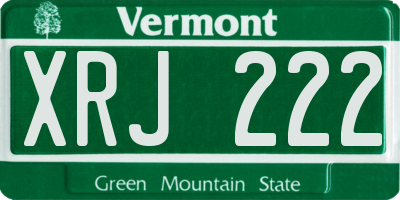 VT license plate XRJ222