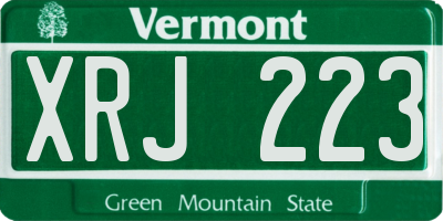 VT license plate XRJ223