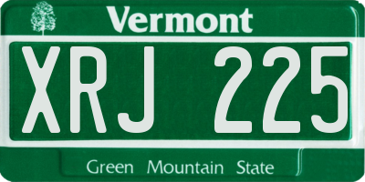 VT license plate XRJ225