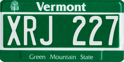 VT license plate XRJ227