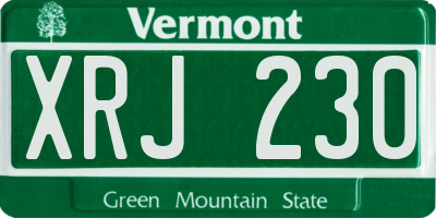 VT license plate XRJ230
