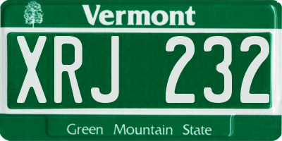 VT license plate XRJ232
