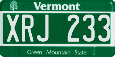 VT license plate XRJ233