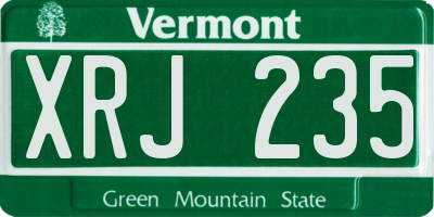 VT license plate XRJ235