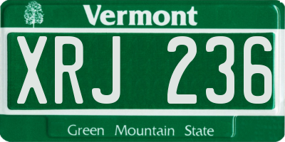 VT license plate XRJ236