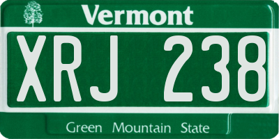 VT license plate XRJ238