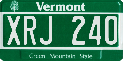 VT license plate XRJ240