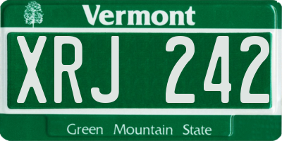 VT license plate XRJ242