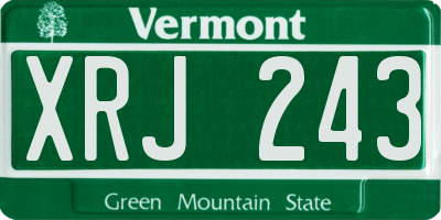 VT license plate XRJ243