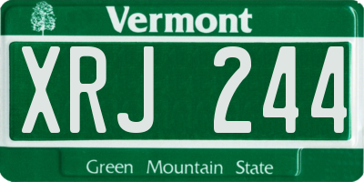 VT license plate XRJ244