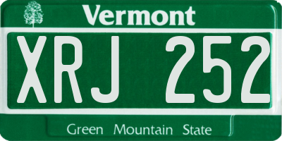 VT license plate XRJ252
