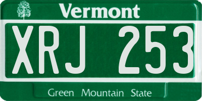 VT license plate XRJ253