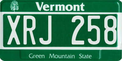 VT license plate XRJ258