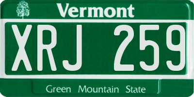 VT license plate XRJ259