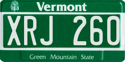VT license plate XRJ260