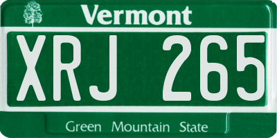 VT license plate XRJ265