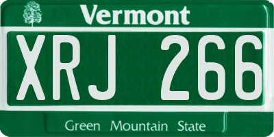 VT license plate XRJ266