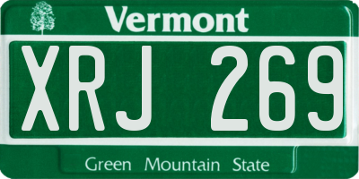 VT license plate XRJ269