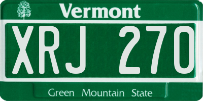VT license plate XRJ270