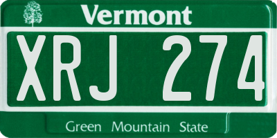 VT license plate XRJ274