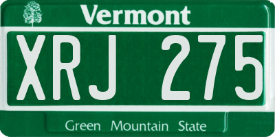 VT license plate XRJ275