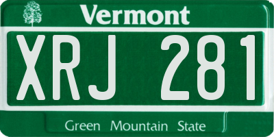 VT license plate XRJ281