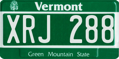 VT license plate XRJ288