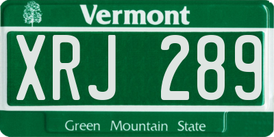 VT license plate XRJ289