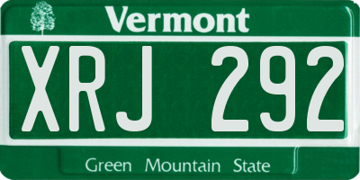 VT license plate XRJ292