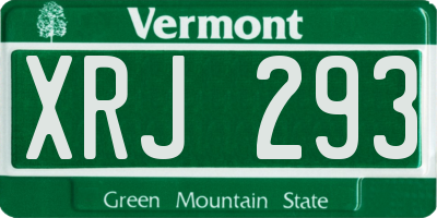 VT license plate XRJ293