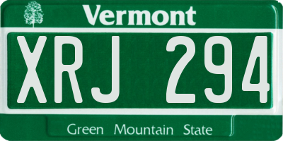 VT license plate XRJ294